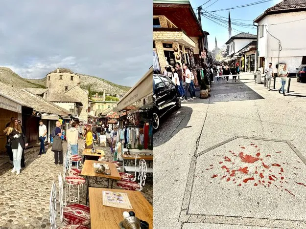 Centre-ville de Sarajevo, Bosnie-Herzégovine ; une rose de Sarajevo