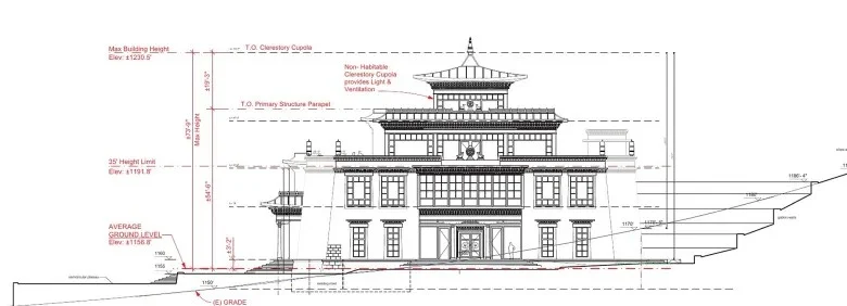 Rangjung Yeshe Gomde, Californie, demande l'approbation d'un temple de 22 mètres de haut